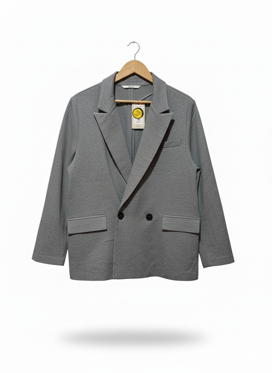 TU WOMAN |L|BUST 24| GREY JERSEY KNIT DOUBLE-BREASTED BLAZER
