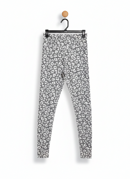 SEED |S| WAIST 26| GREY LEOPARD PRINT PERFORMANCE LEGGINGS