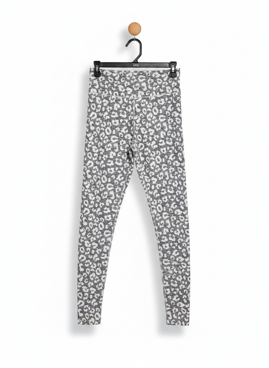 SEED |S| WAIST 26| GREY LEOPARD PRINT PERFORMANCE LEGGINGS