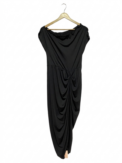 SHEIN CURVE |XL| BUST 17| B8| BLACK ASYMMETRICAL DRAPED RUCHED MIDI DRESS