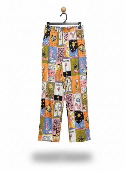 MULTICOLOR TAROT-INSPIRED PRINT TROUSERS |S| WAIST 27|