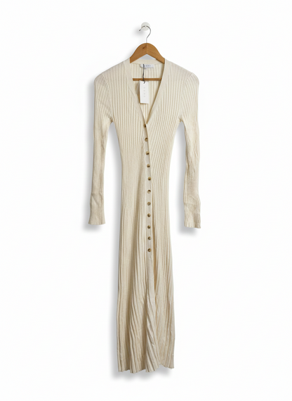 AERE |S| BUST 14| Cream Ribbed Button-Front Maxi Dress