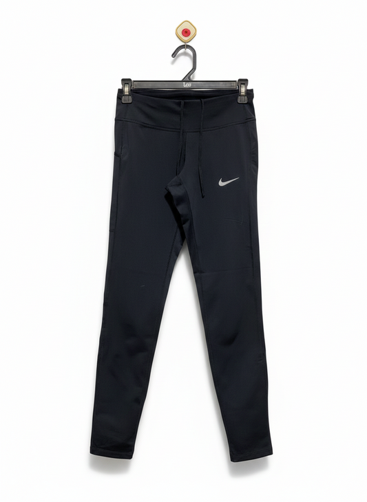 NIKE |M| WAIST 26| WOMEN’S MID-RISE DRI-FIT RUNNING LEGGINGS WITH DRAWSTRING - BLACK