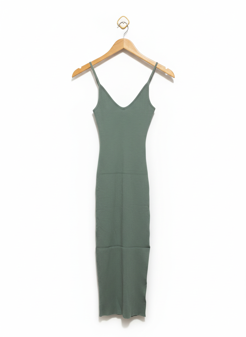 PERFECT STRANGER |L| BUST 10| Olive Green Bodycon Midi Dress
