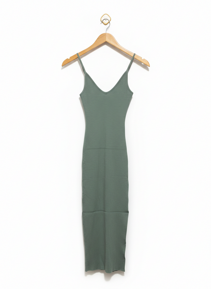 PERFECT STRANGER |L| BUST 10| Olive Green Bodycon Midi Dress