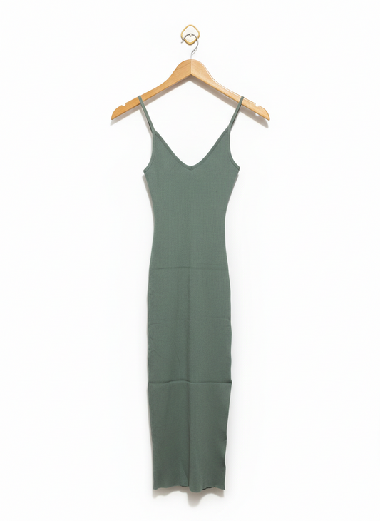 PERFECT STRANGER |L| BUST 10| Olive Green Bodycon Midi Dress