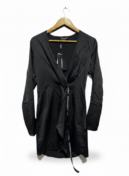 PRETTYLITTLETHING |M| BUST 17| C5| WOMEN'S KNOT-FRONT MINI DRESS IN BLACK