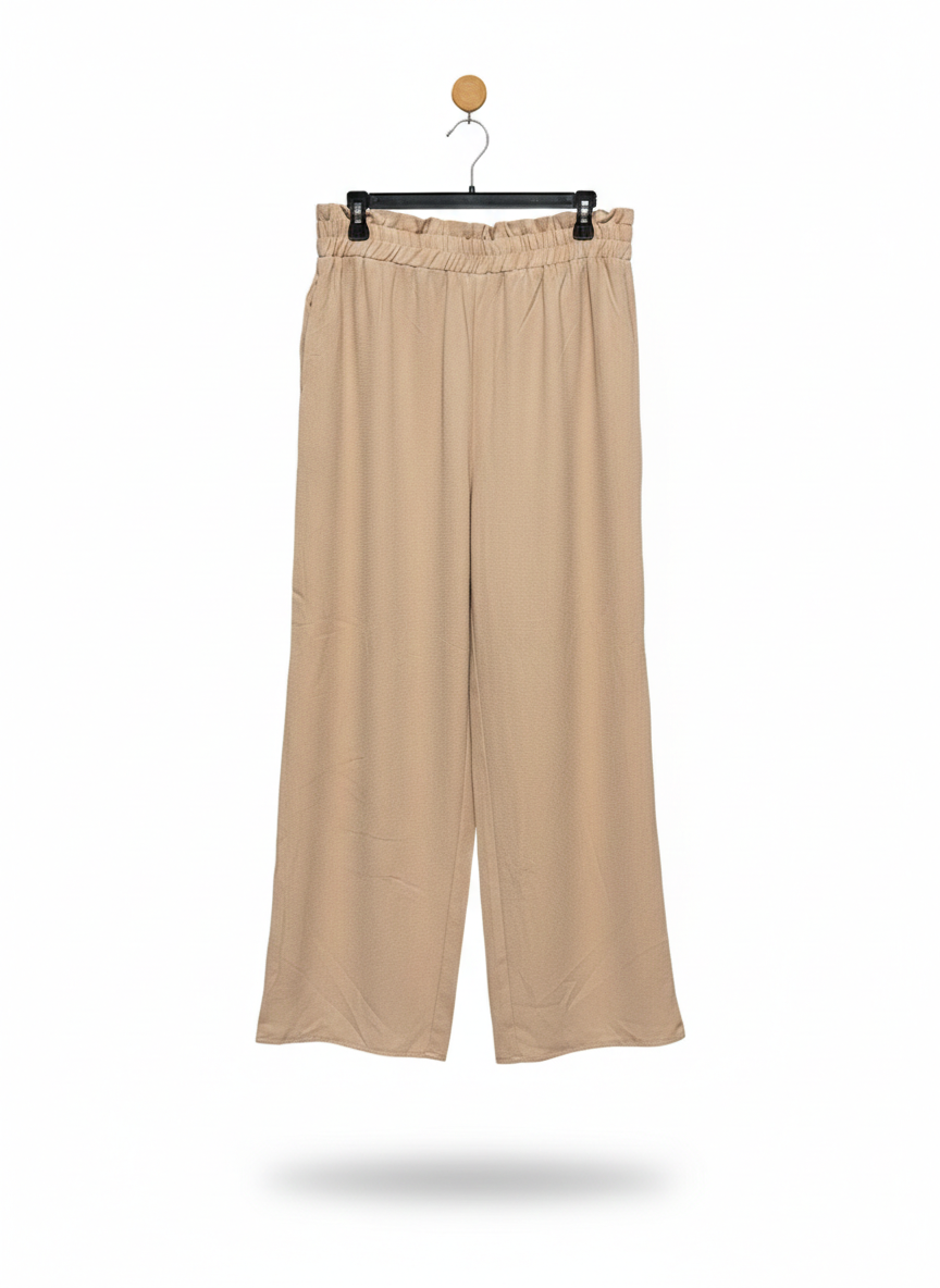 SHEIN |XL| WAIST 30| TAN WIDE-LEG ELASTIC PAPERBAG WAIST TROUSERS