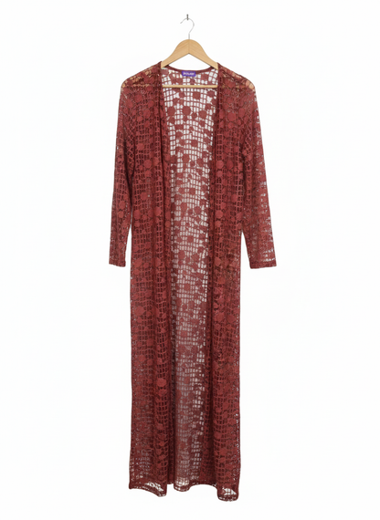 Liang Ling Women Lace Crochet Long Sleeve Beach Open Kimono W-20 / L-56