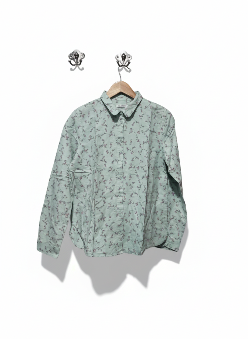 M&S Collection Green Ditsy Floral Print Long Sleeve Shirt