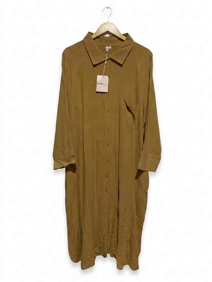 BOHO |XL| BUST 25| B26| OVERSIZED LINEN-BLEND MAXI SHIRT DRESS
