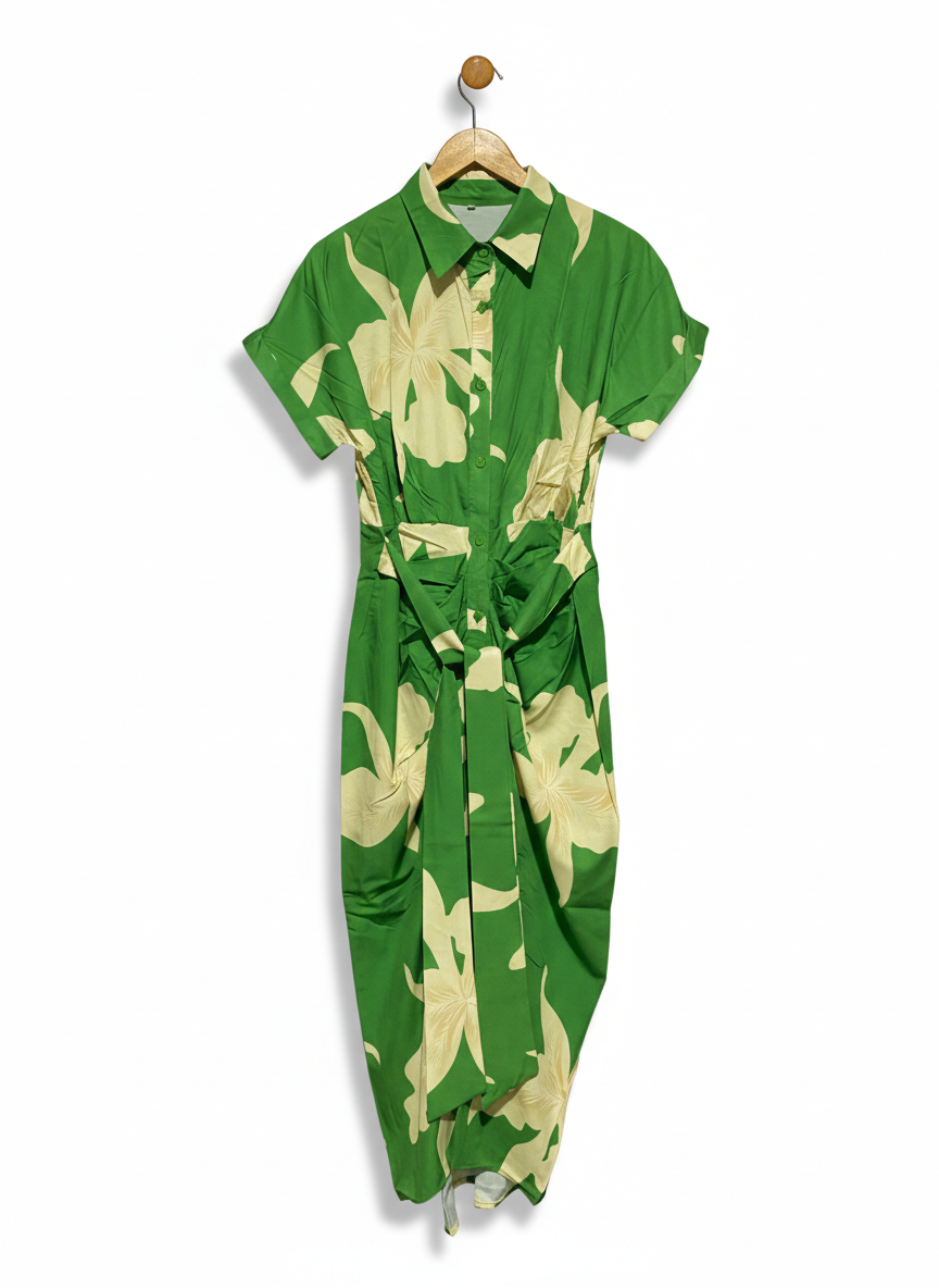 STRIKING EMERALD GREEN SHIRT DRESS |M| BUST 19|