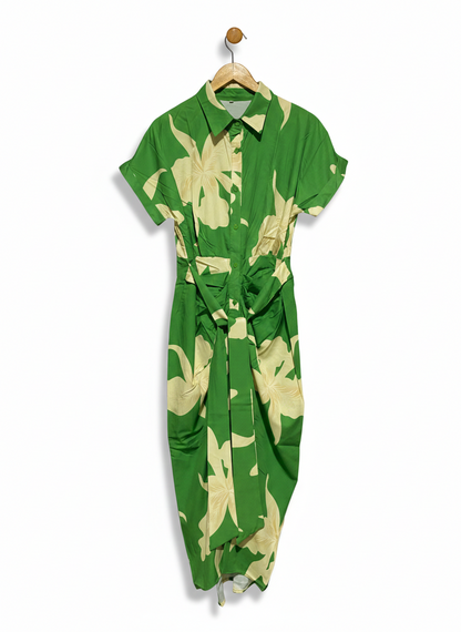 STRIKING EMERALD GREEN SHIRT DRESS |M| BUST 19|