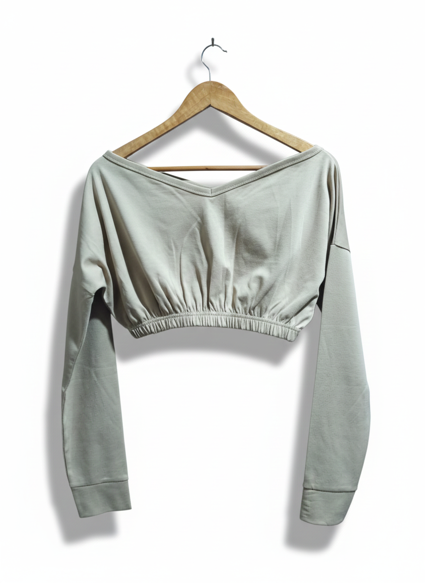 FEMME LUXE|XL|BUST 24|Marl Crop Off Shoulder Sweatshirt