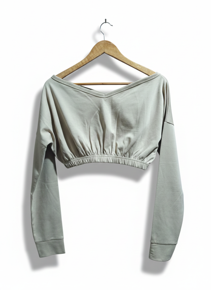 FEMME LUXE|XL|BUST 24|Marl Crop Off Shoulder Sweatshirt
