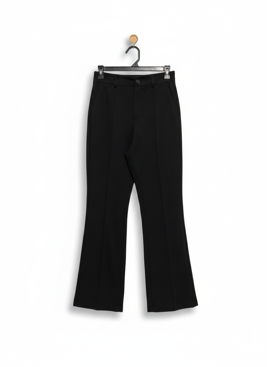FASHION |M| WAIST 28| PREMIUM BLACK HIGH-WAISTED FLARED TROUSERS