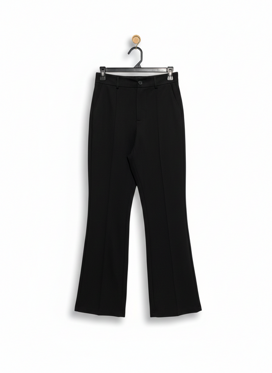 FASHION |M| WAIST 28| PREMIUM BLACK HIGH-WAISTED FLARED TROUSERS