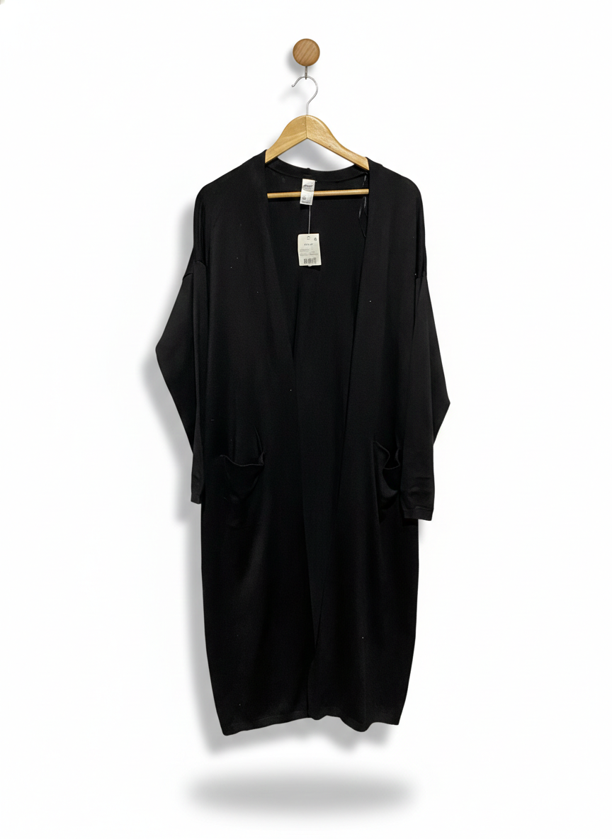 ANKO |L| BUST 22| Black Longline Open-Front Cardigan
