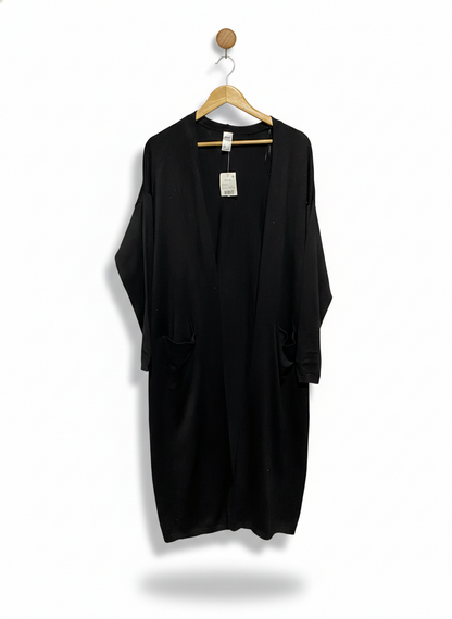 ANKO |L| BUST 22| Black Longline Open-Front Cardigan
