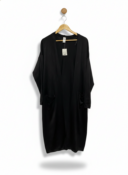 ANKO |L| BUST 22| Black Longline Open-Front Cardigan