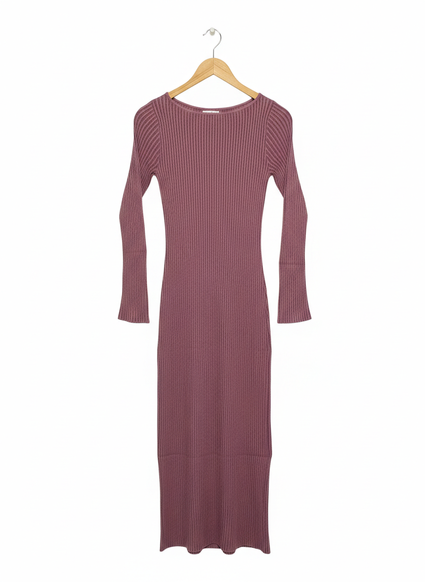 Wayf Alexi Long Sleeve Rib Dress |M| BUST 13|