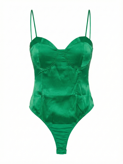 PRIMARK|M|BUST 15|GREEN SATIN THONG BODYSUIT