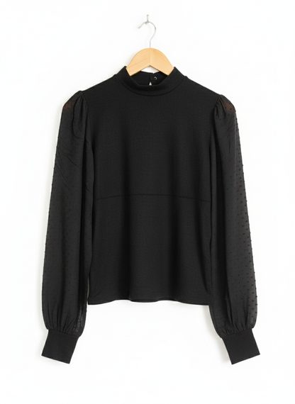 Stradivarius HIGH NECK LONG SLEEVED TOP | Black |W-16 / L-23