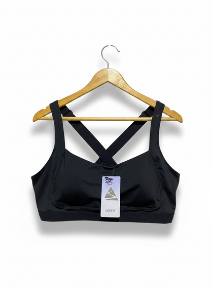 SCOOR |XL| BUST 18| BLACK CROSS-BACK SPORTS BRA