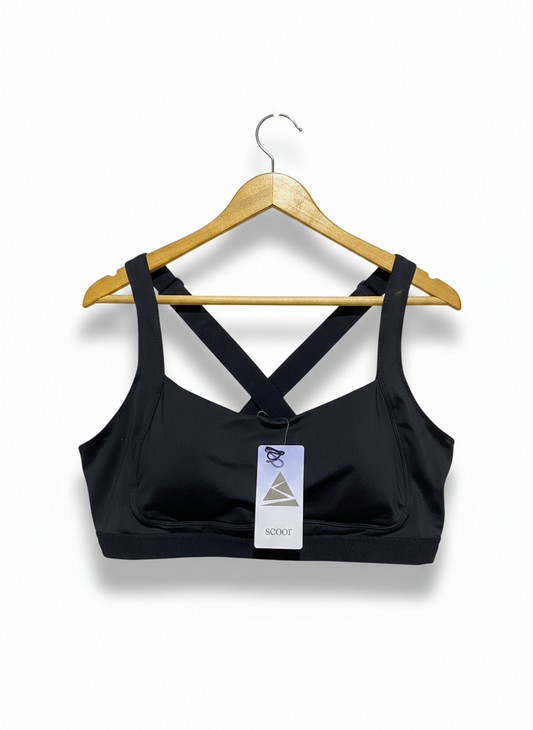 SCOOR |XL| BUST 18| BLACK CROSS-BACK SPORTS BRA