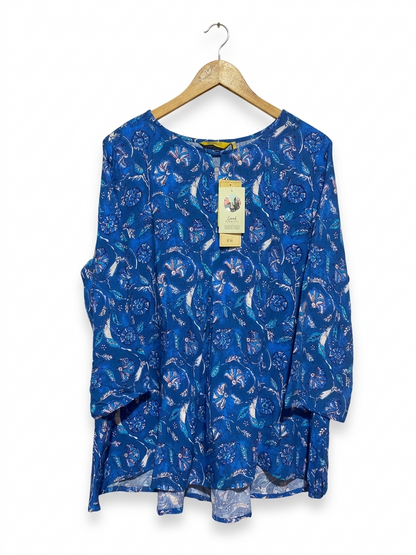 GLOBAL DESI |XL| BUST 22| B7| ROYAL BLUE FLORAL ARTISAN TUNIC