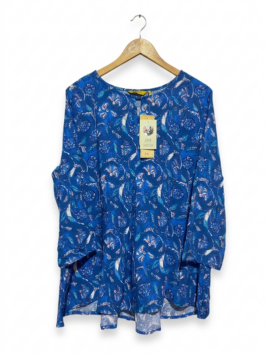 GLOBAL DESI |XL| BUST 22| B7| ROYAL BLUE FLORAL ARTISAN TUNIC