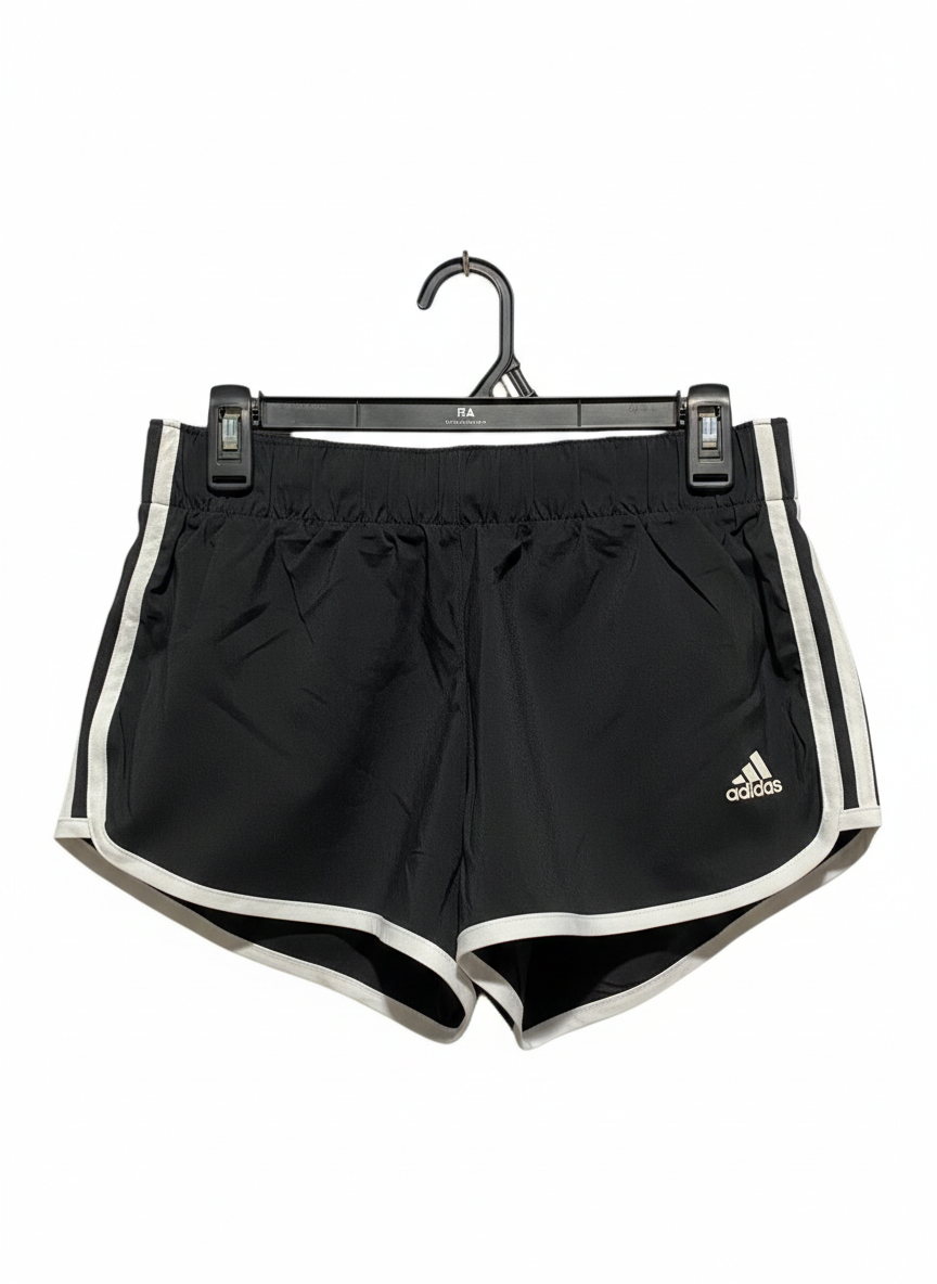 ADIDAS |M| WAIST 28| BLACK & WHITE 3-STRIPE RUNNING SHORTS - CLASSIC ATHLETIC SHORTS