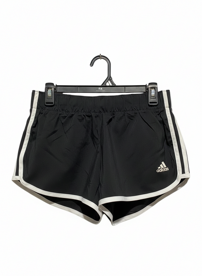 ADIDAS |M| WAIST 28| BLACK & WHITE 3-STRIPE RUNNING SHORTS - CLASSIC ATHLETIC SHORTS
