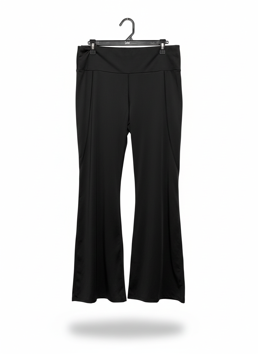 SLEEK BLACK FLARED TROUSERS |XL| WAIST 34|