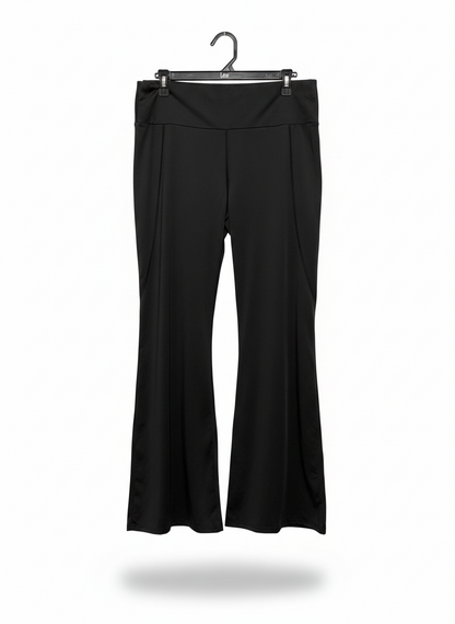 SLEEK BLACK FLARED TROUSERS |XL| WAIST 34|