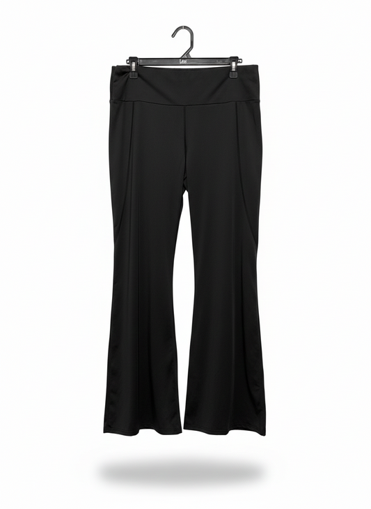 SLEEK BLACK FLARED TROUSERS |XL| WAIST 34|