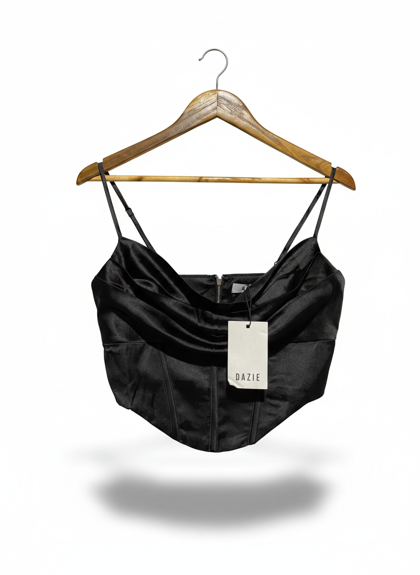 DAZIE |M| BUST 17| LUXE BLACK SATIN CORSET TOP