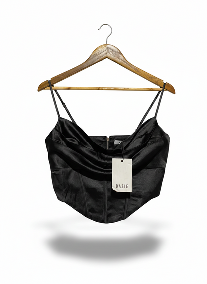 DAZIE |M| BUST 17| LUXE BLACK SATIN CORSET TOP