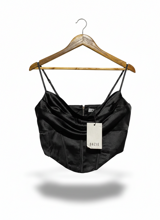 DAZIE |M| BUST 17| LUXE BLACK SATIN CORSET TOP