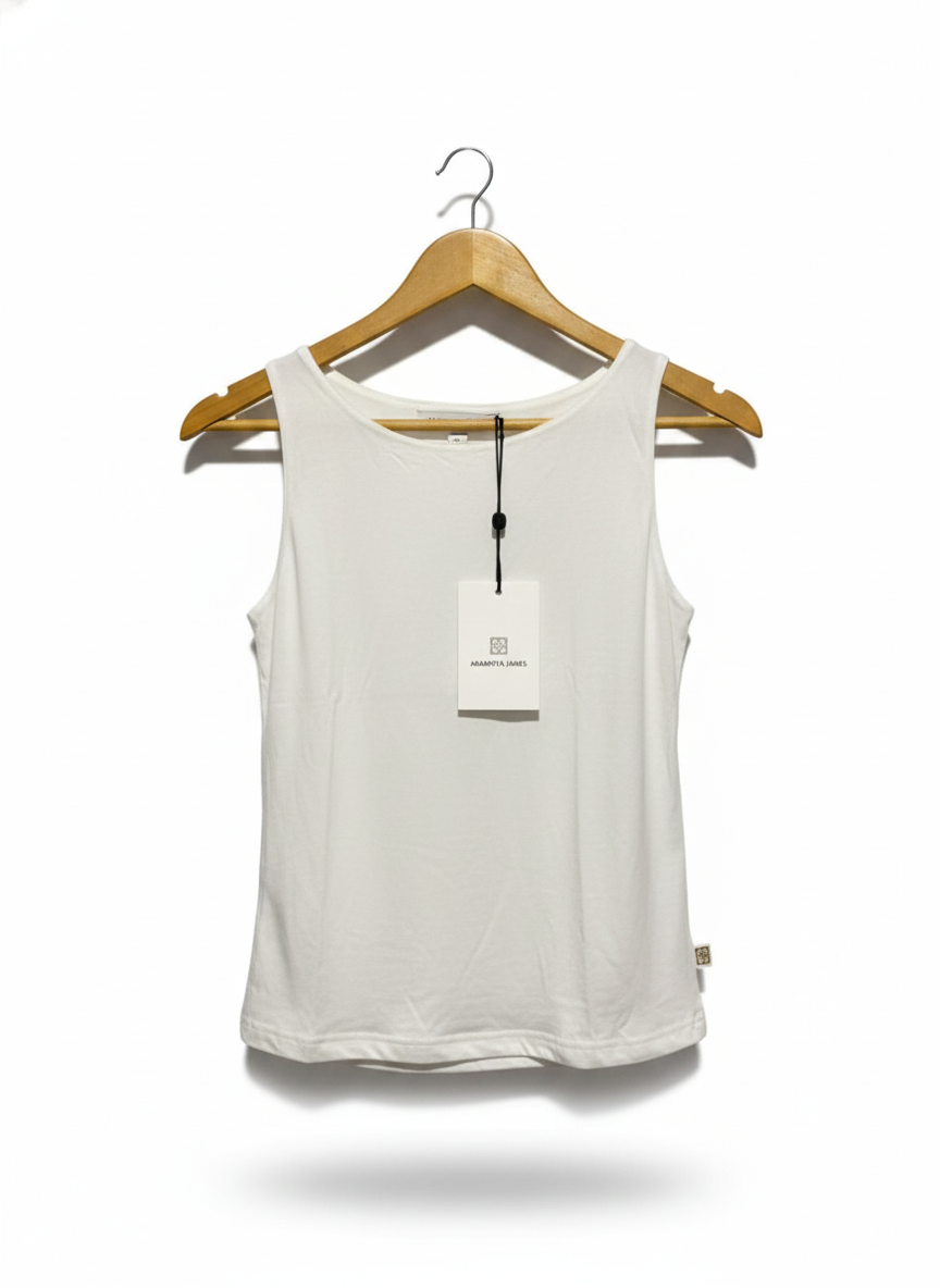 ARAMINTA JAMES|S|BUST 15|WHITE SLEEVELESS TANK TOP