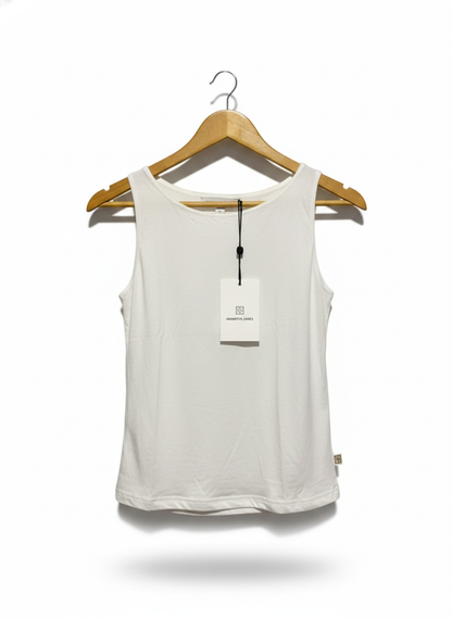ARAMINTA JAMES|S|BUST 15|WHITE SLEEVELESS TANK TOP