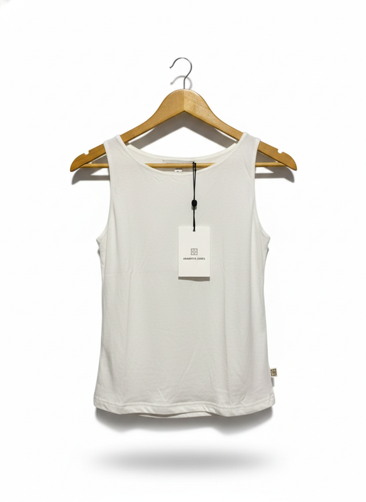 ARAMINTA JAMES|S|BUST 15|WHITE SLEEVELESS TANK TOP