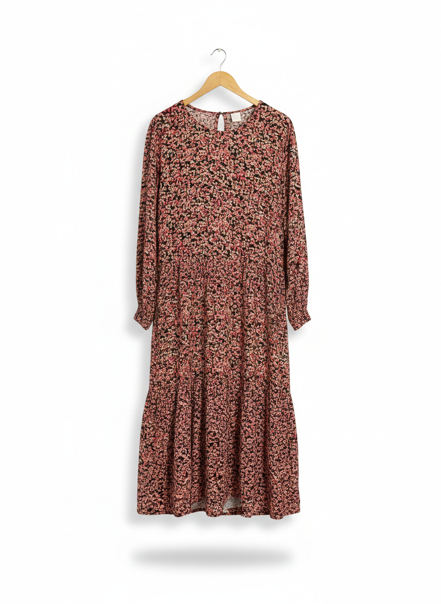H&M |XL| BUST 24| ROMANTIC PINK DITSY FLORAL MIDI DRESS
