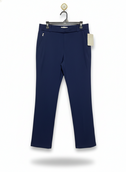 AFITNE |L| WAIST 32| Navy Blue Straight-Leg Trousers With Zipped Pockets