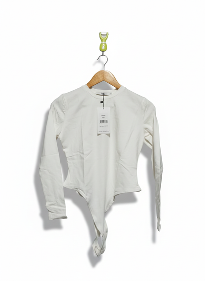 BOA|L/XL|BUST 17|WHITE LONG SLEEVE CREW NECK BODYSUIT