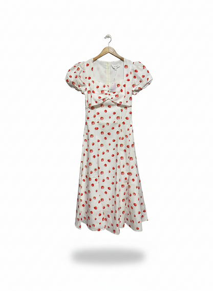 EPIC TANNI |M| BUST 16| C3| WHIMSICAL STRAWBERRY PRINT PUFF-SLEEVE DRESS