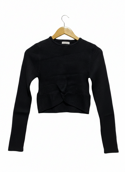 WINNIE & CO |S/M| BUST 13|C2| BLACK TWIST-FRONT RIBBED TOP