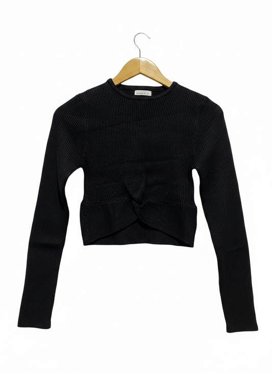 WINNIE & CO |S/M| BUST 13|C2| BLACK TWIST-FRONT RIBBED TOP