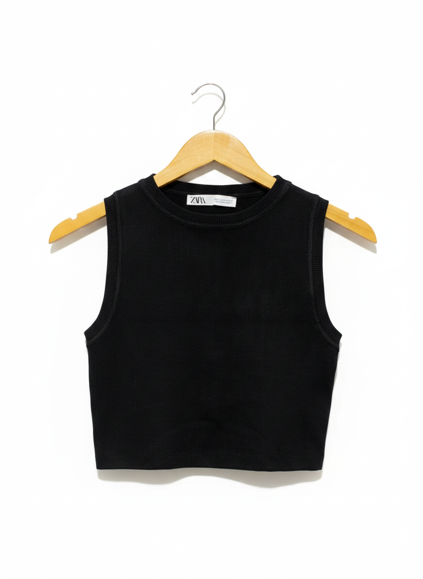 ZARA |M| BUST 12| Sleeveless, round neck, cropped length