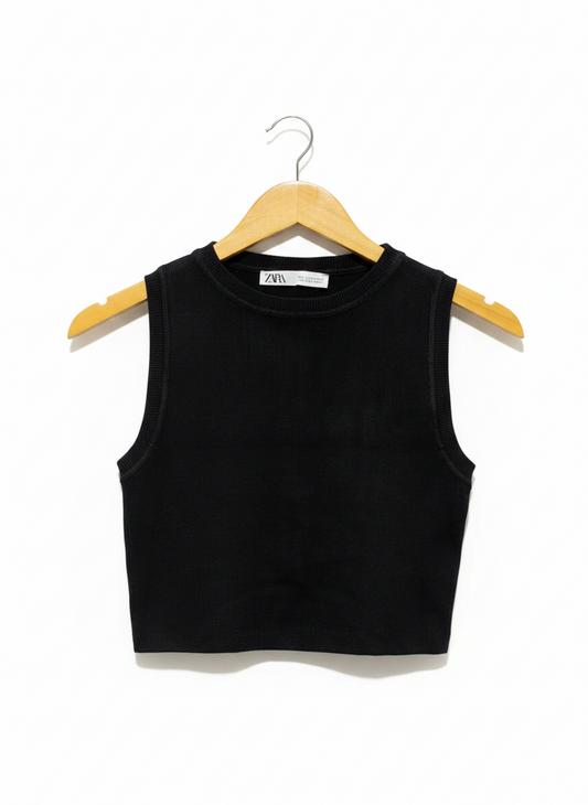 ZARA |M| BUST 12| Sleeveless, round neck, cropped length